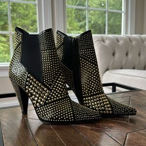Jeffrey Campbell black gold stud boots